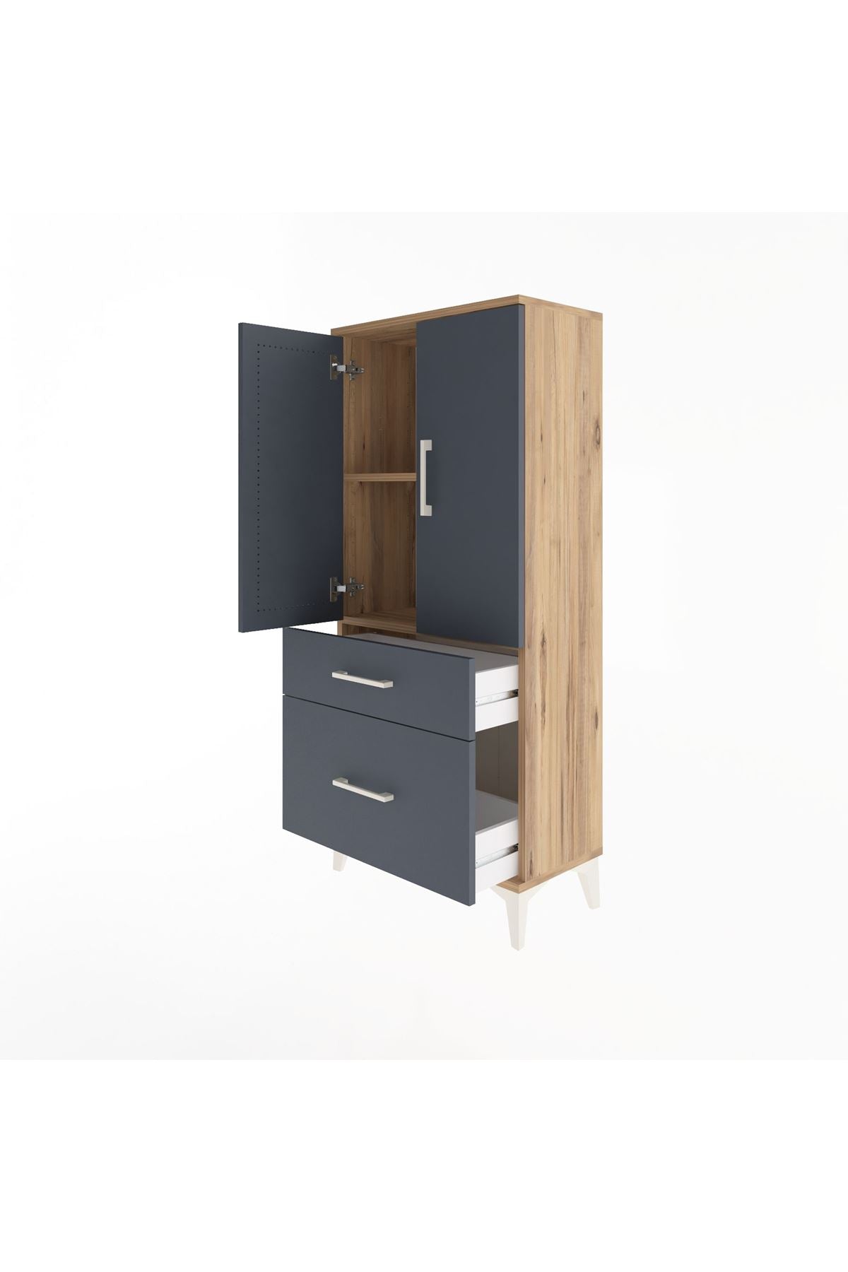 Arges Dolap 2 Raflı 2 Çekmeceli 2 Kapaklı 60x30x134 - S17M071V8A