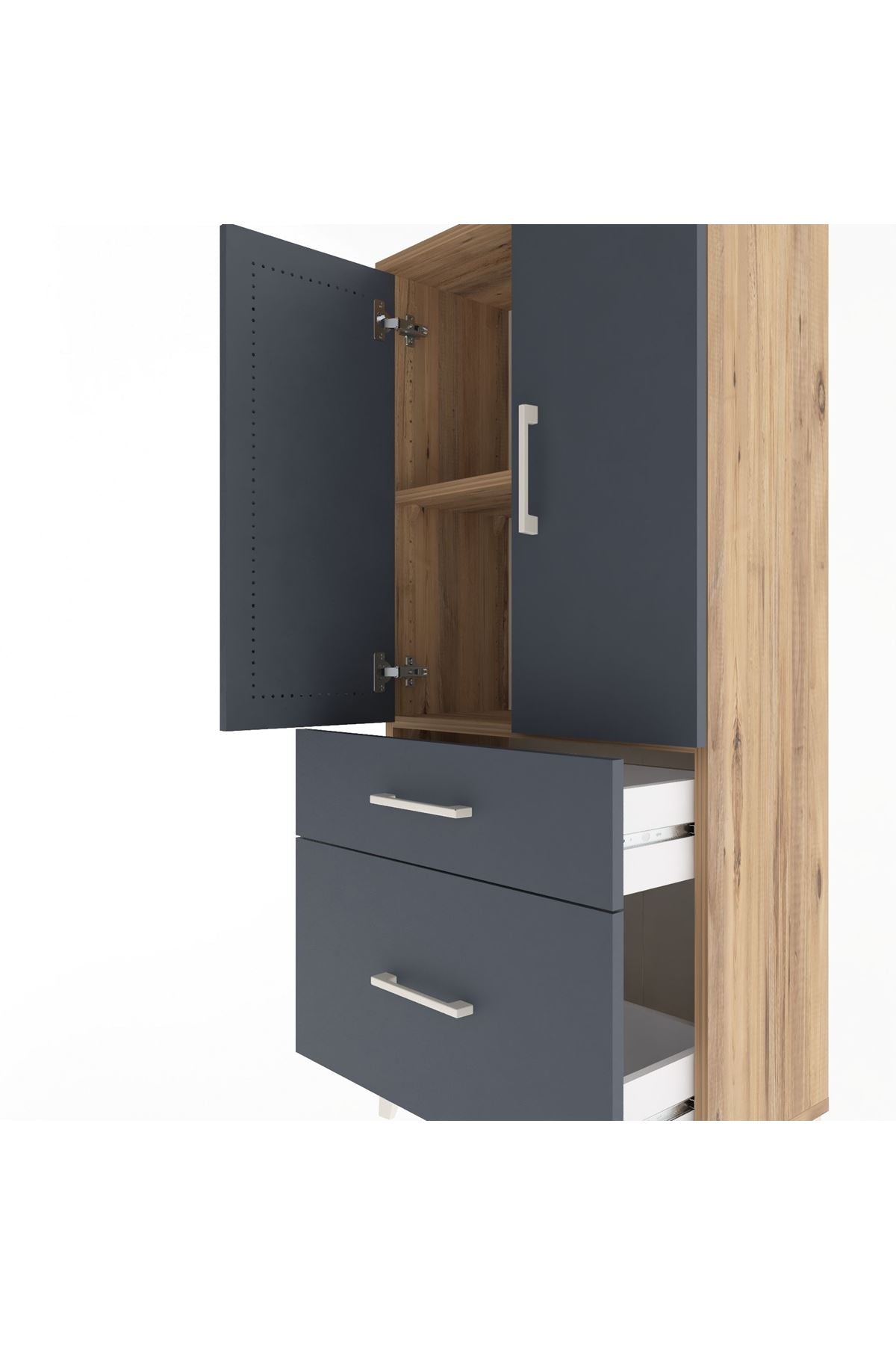 Arges Dolap 2 Raflı 2 Çekmeceli 2 Kapaklı 60x30x134 - S17M071V8A
