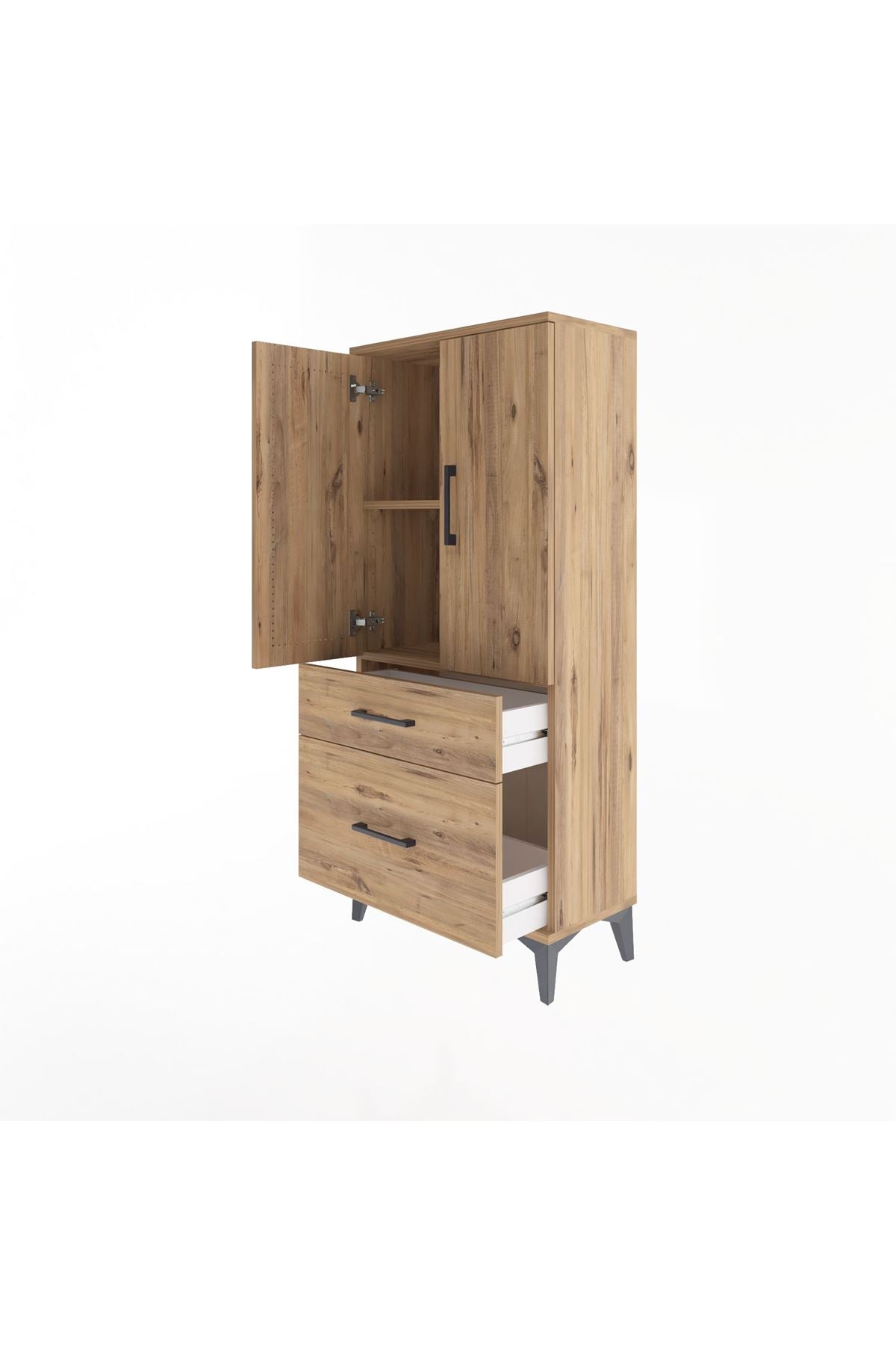 Arges Dolap 2 Raflı 2 Çekmeceli 2 Kapaklı 60x30x134 - S17M071V9A