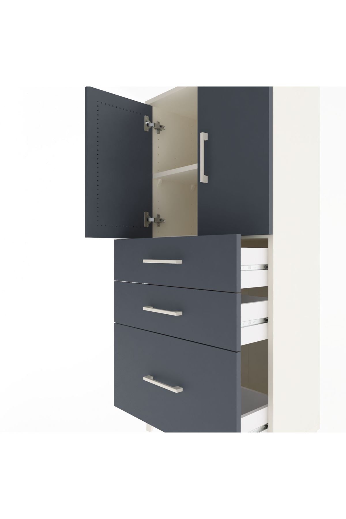 Arges Dolap 2 Raflı 3 Çekmeceli 2 Kapaklı 60x30x134 - S17M072V2A