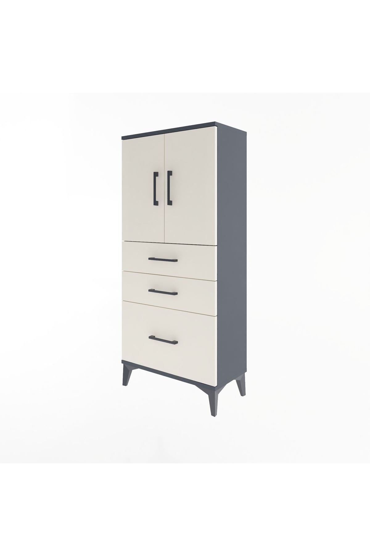 Arges Dolap 2 Raflı 3 Çekmeceli 2 Kapaklı 60x30x134 - S17M072V4A