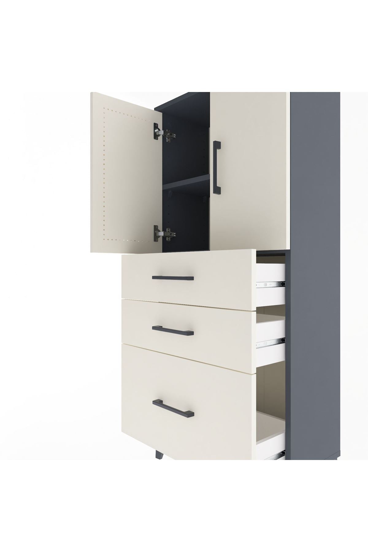 Arges Dolap 2 Raflı 3 Çekmeceli 2 Kapaklı 60x30x134 - S17M072V4A