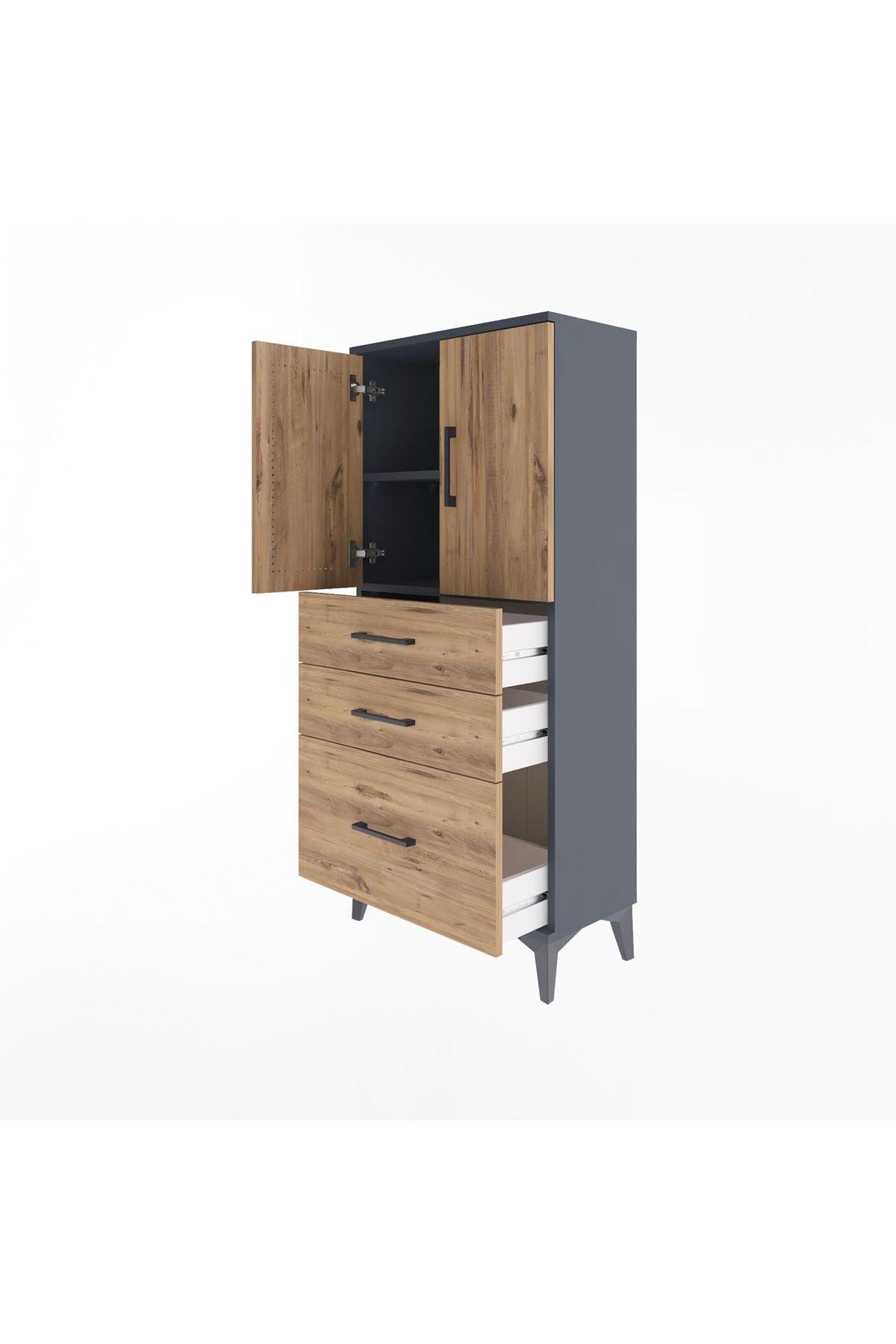 Arges Dolap 2 Raflı 3 Çekmeceli 2 Kapaklı 60x30x134 - S17M072V6A