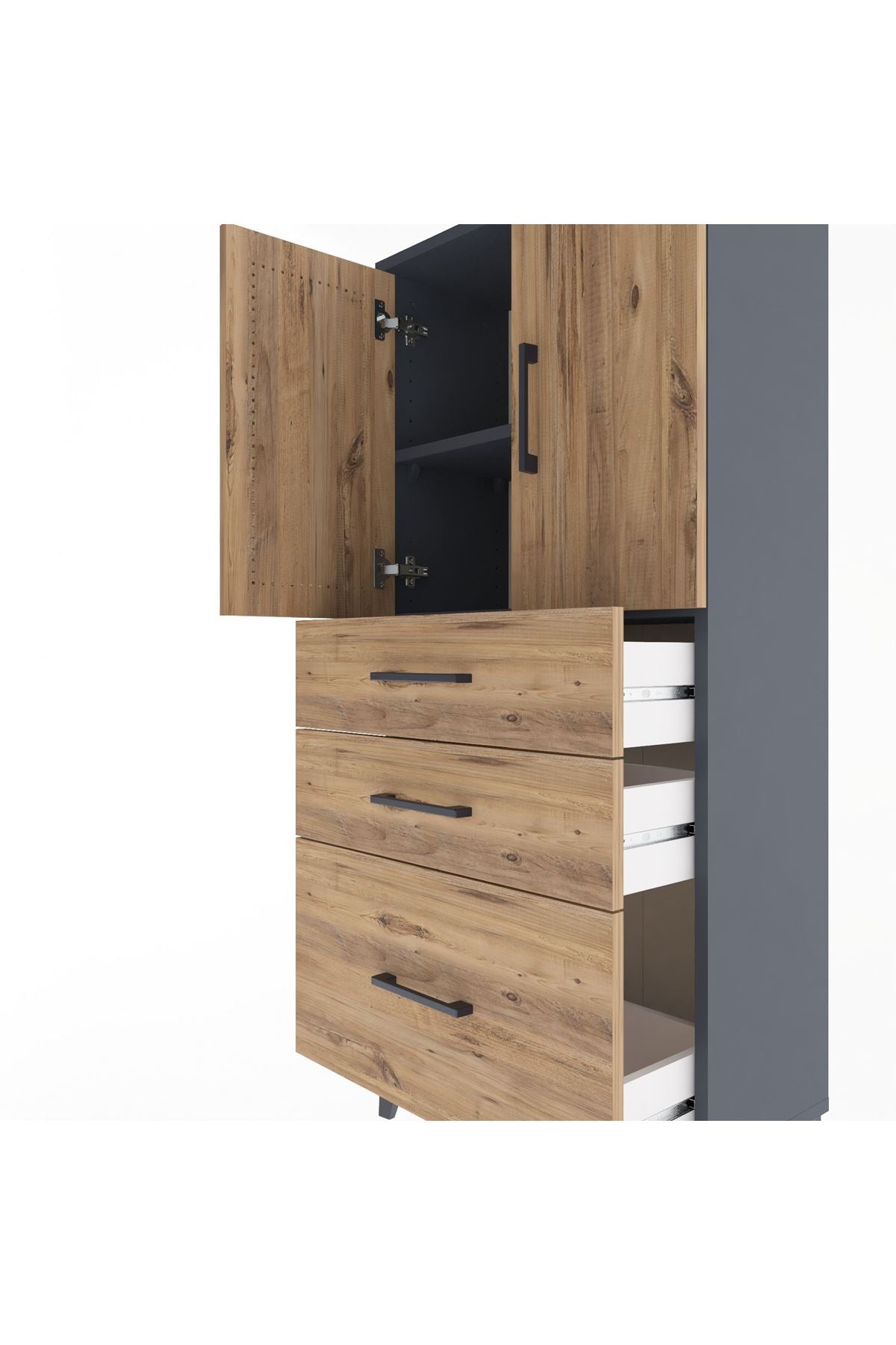 Arges Dolap 2 Raflı 3 Çekmeceli 2 Kapaklı 60x30x134 - S17M072V6A
