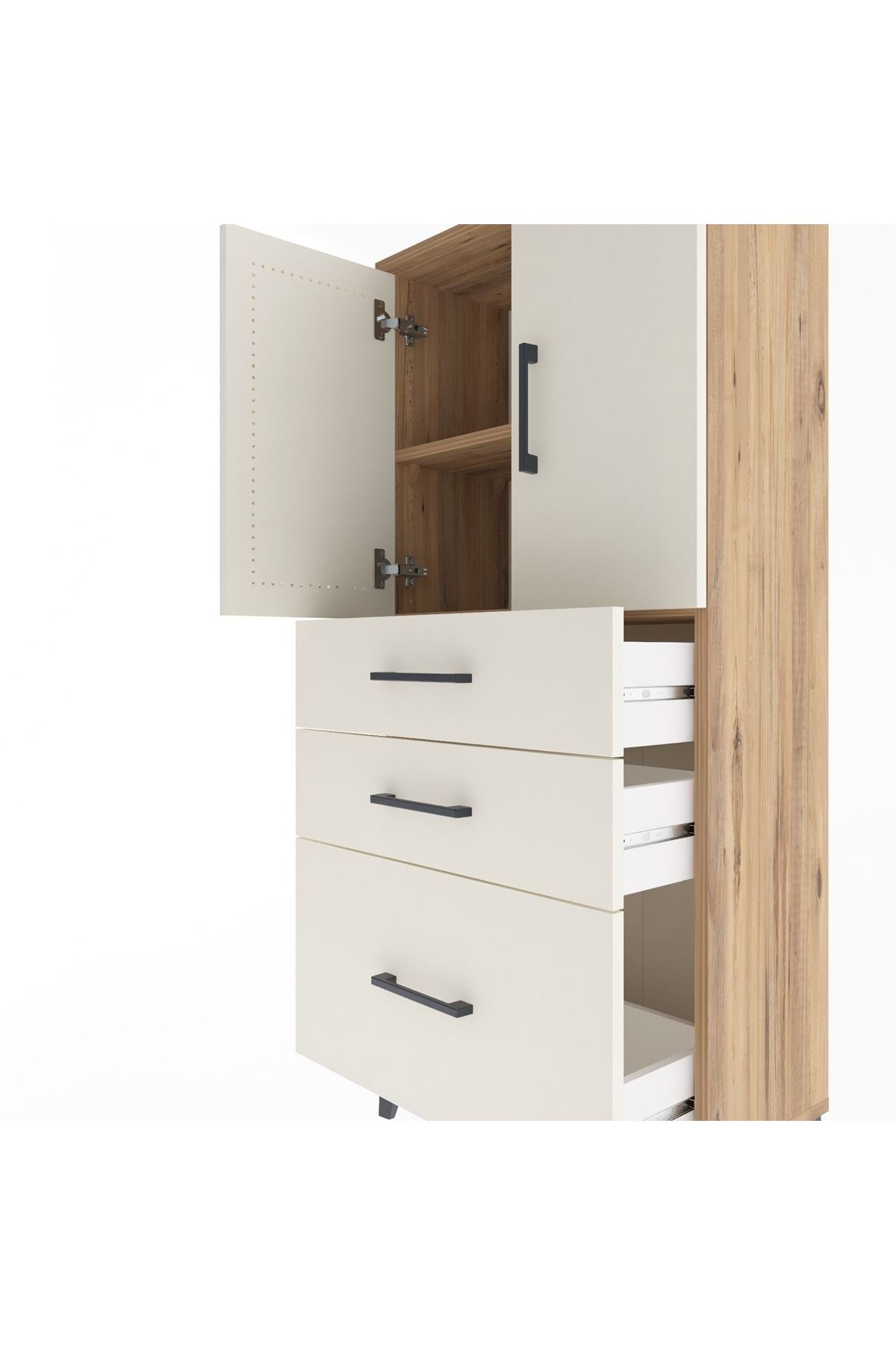 Arges Dolap 2 Raflı 3 Çekmeceli 2 Kapaklı 60x30x134 - S17M072V7A