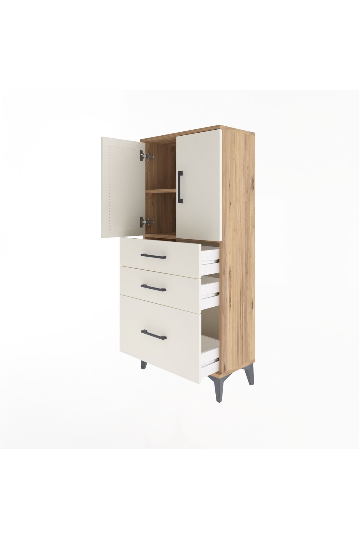 Arges Dolap 2 Raflı 3 Çekmeceli 2 Kapaklı 60x30x134 - S17M072V7A