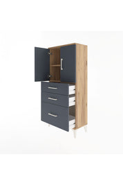 Arges Dolap 2 Raflı 3 Çekmeceli 2 Kapaklı 60x30x134 - S17M072V8A
