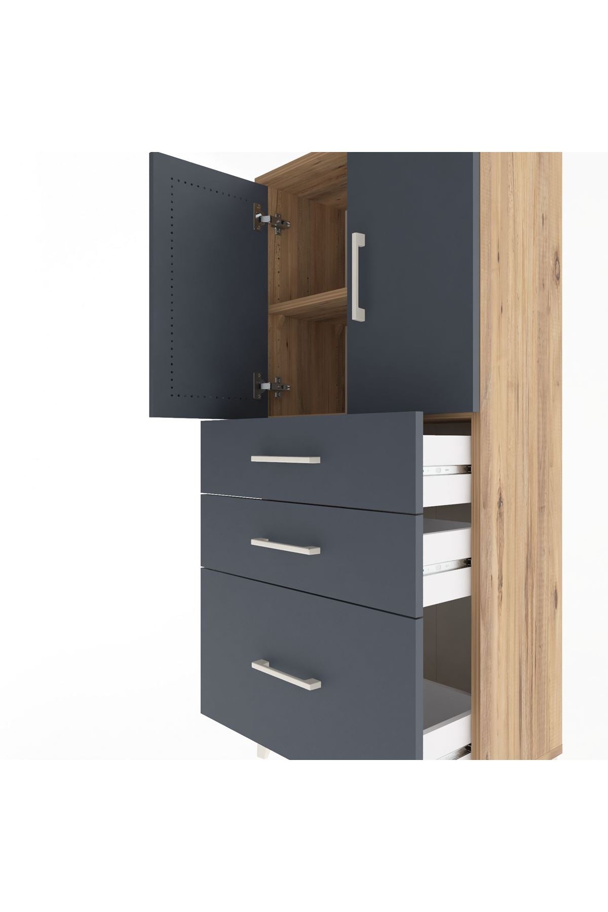 Arges Dolap 2 Raflı 3 Çekmeceli 2 Kapaklı 60x30x134 - S17M072V8A