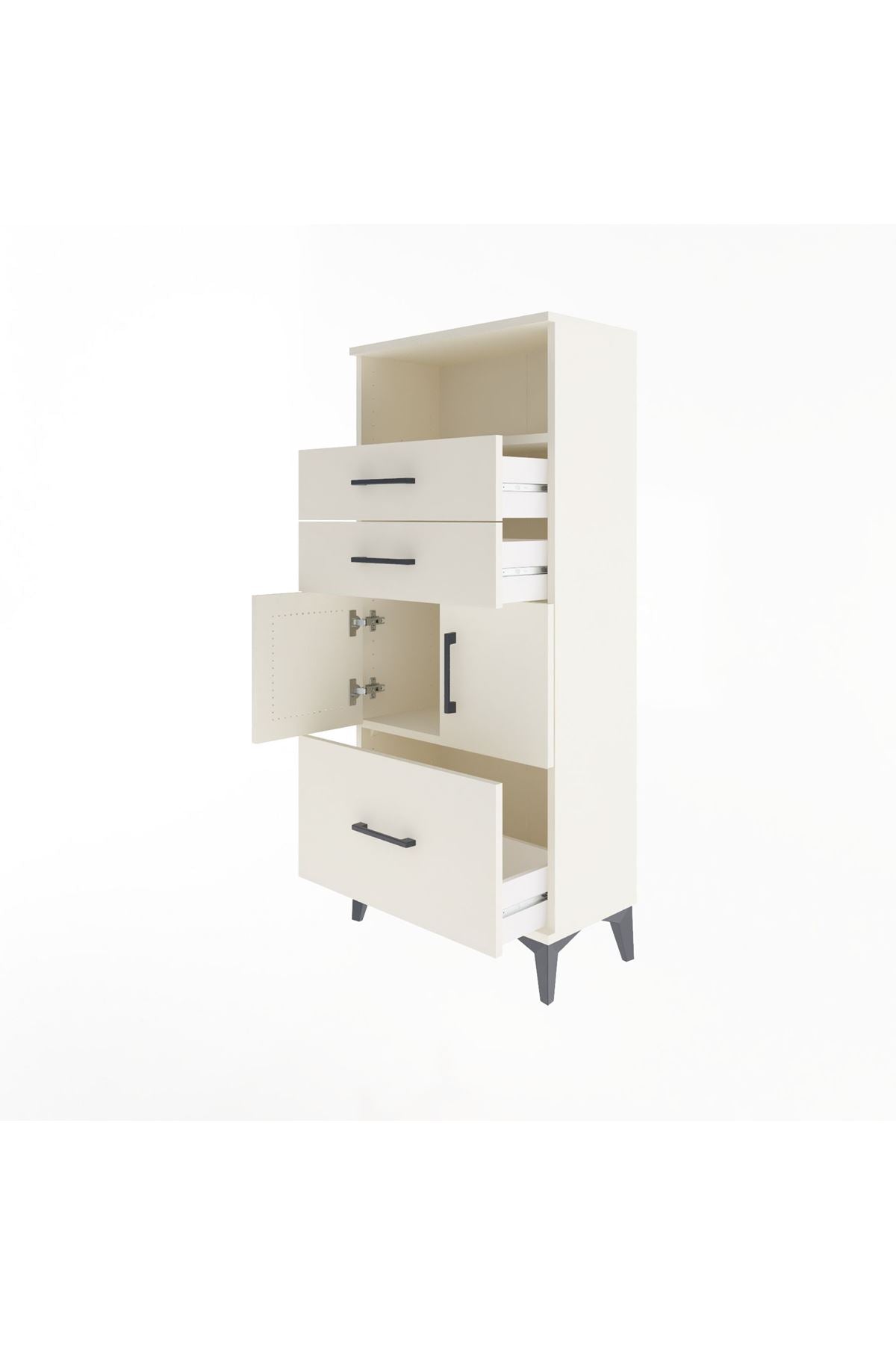 Arges Dolap 2 Raflı 3 Çekmeceli 2 Kapaklı 60x30x134 - S17M073V1A
