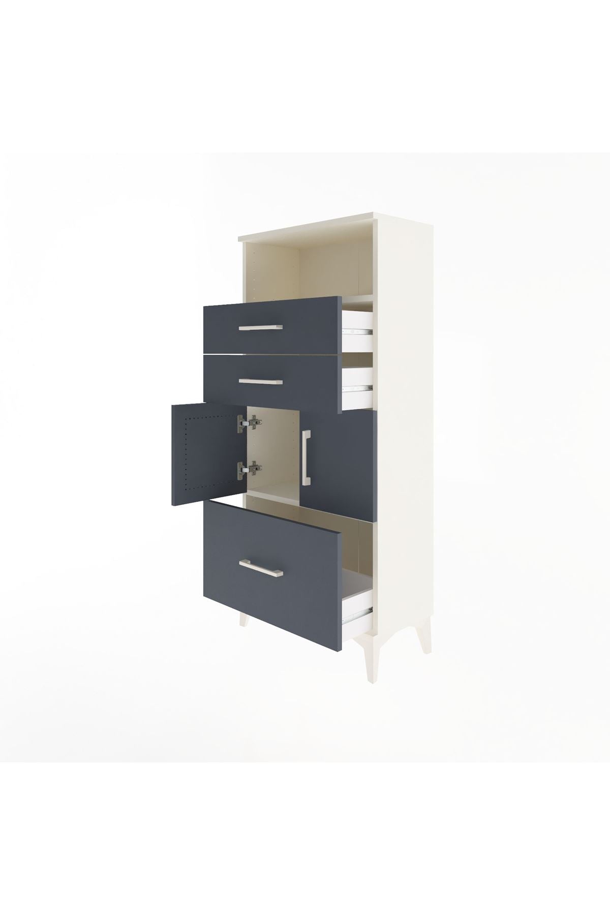 Arges Dolap 2 Raflı 3 Çekmeceli 2 Kapaklı 60x30x134 - S17M073V2A