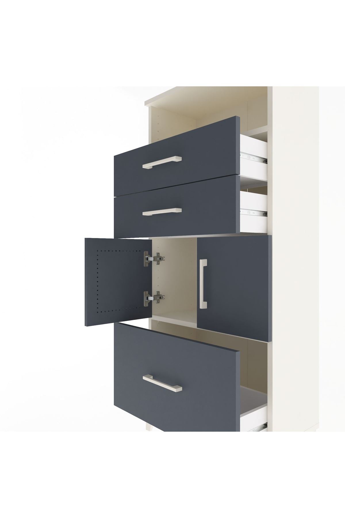 Arges Dolap 2 Raflı 3 Çekmeceli 2 Kapaklı 60x30x134 - S17M073V2A