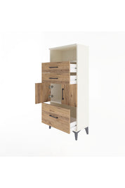 Arges Dolap 2 Raflı 3 Çekmeceli 2 Kapaklı 60x30x134 - S17M073V3A