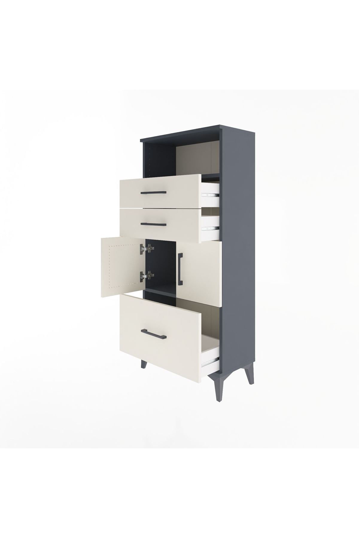 Arges Dolap 2 Raflı 3 Çekmeceli 2 Kapaklı 60x30x134 - S17M073V4A