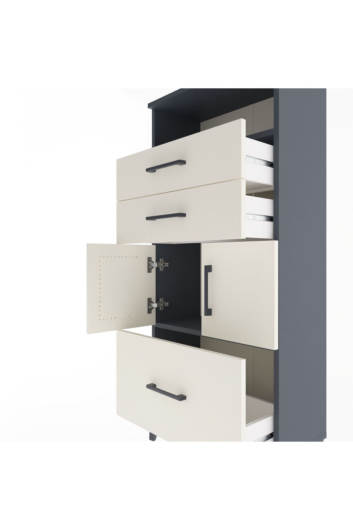 Arges Dolap 2 Raflı 3 Çekmeceli 2 Kapaklı 60x30x134 - S17M073V4A