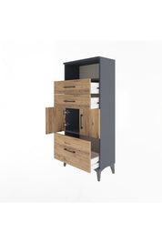 Arges Dolap 2 Raflı 3 Çekmeceli 2 Kapaklı 60x30x134 - S17M073V6A