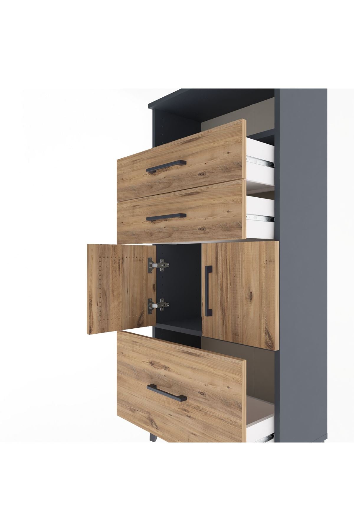 Arges Dolap 2 Raflı 3 Çekmeceli 2 Kapaklı 60x30x134 - S17M073V6A