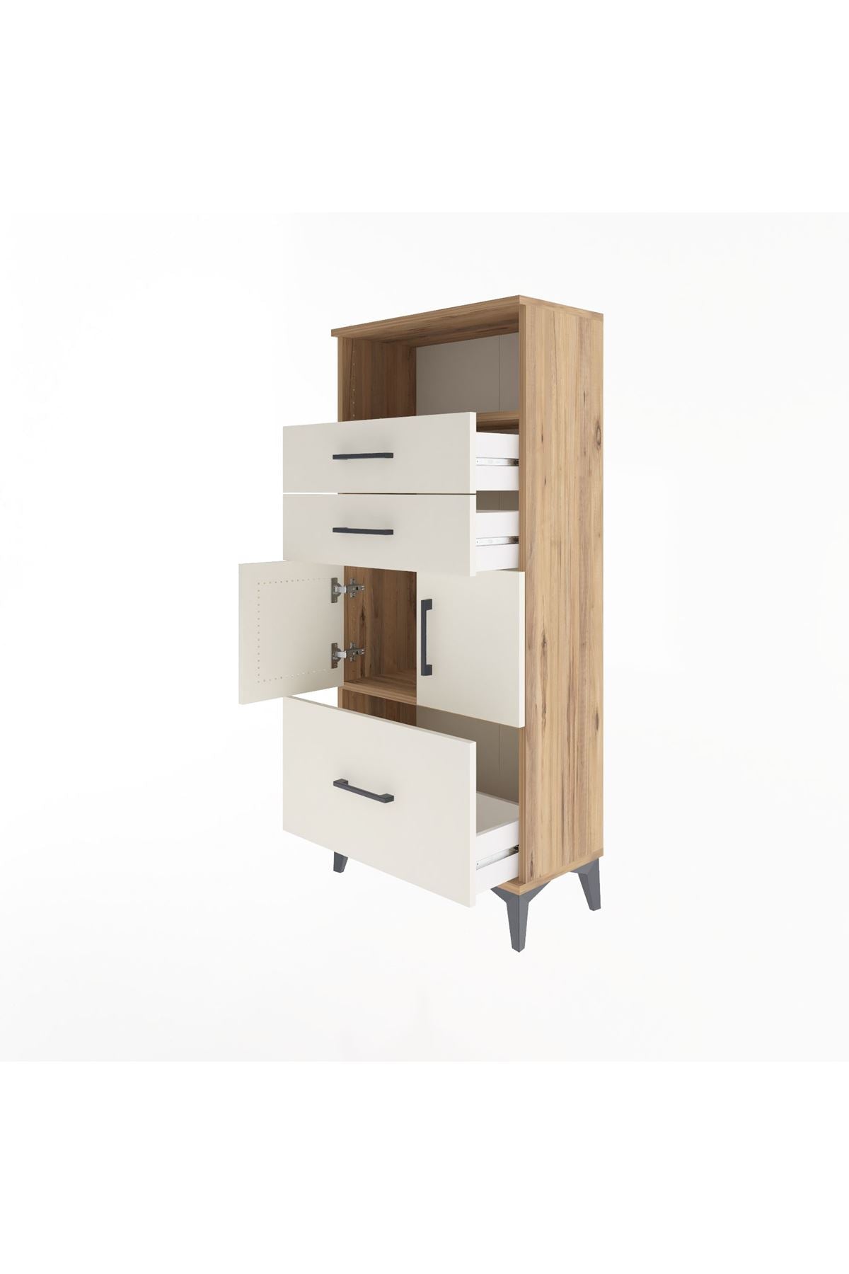 Arges Dolap 2 Raflı 3 Çekmeceli 2 Kapaklı 60x30x134 - S17M073V7A