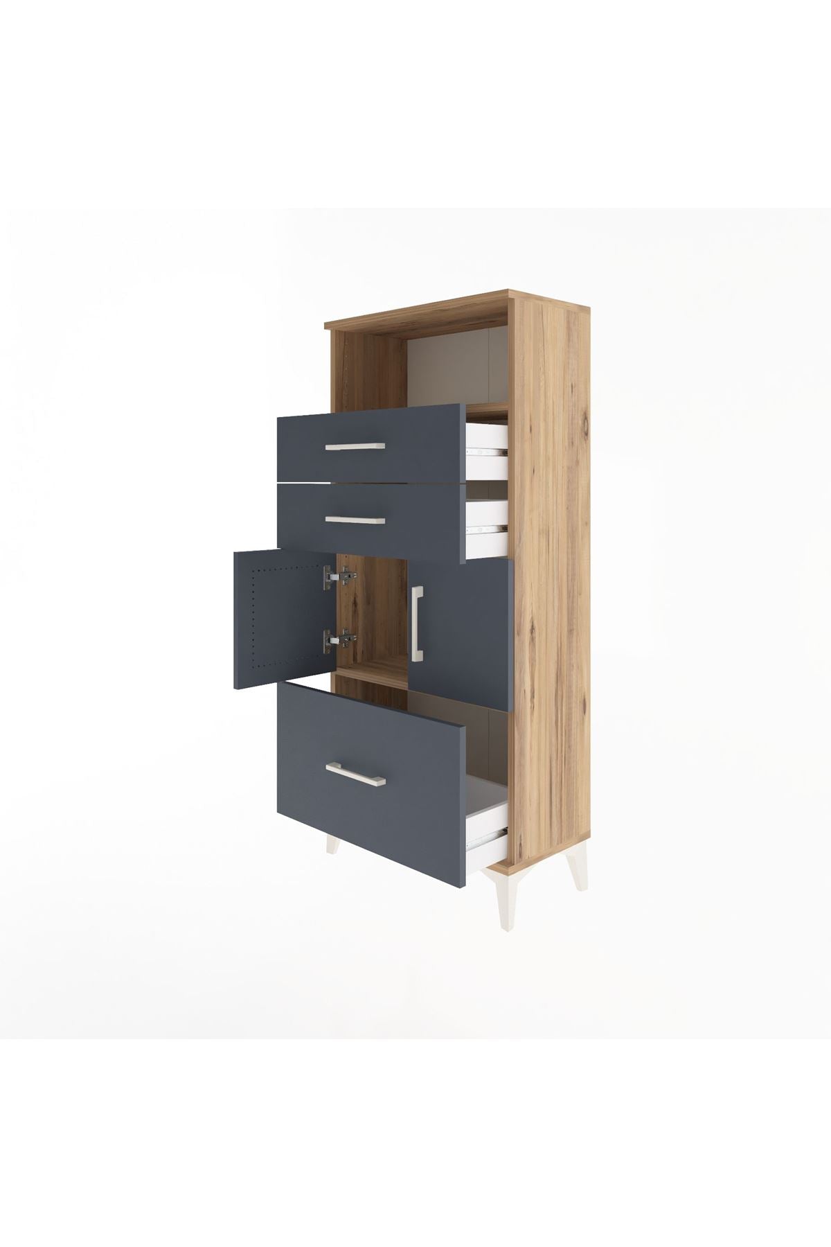 Arges Dolap 2 Raflı 3 Çekmeceli 2 Kapaklı 60x30x134 - S17M073V8A