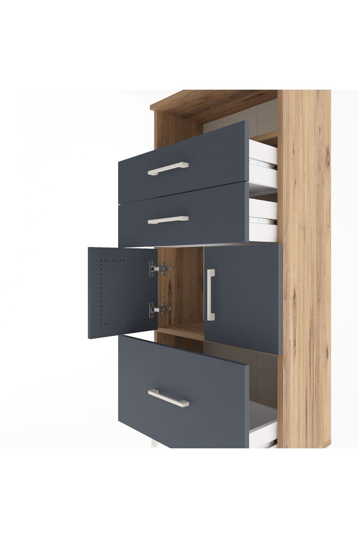 Arges Dolap 2 Raflı 3 Çekmeceli 2 Kapaklı 60x30x134 - S17M073V8A