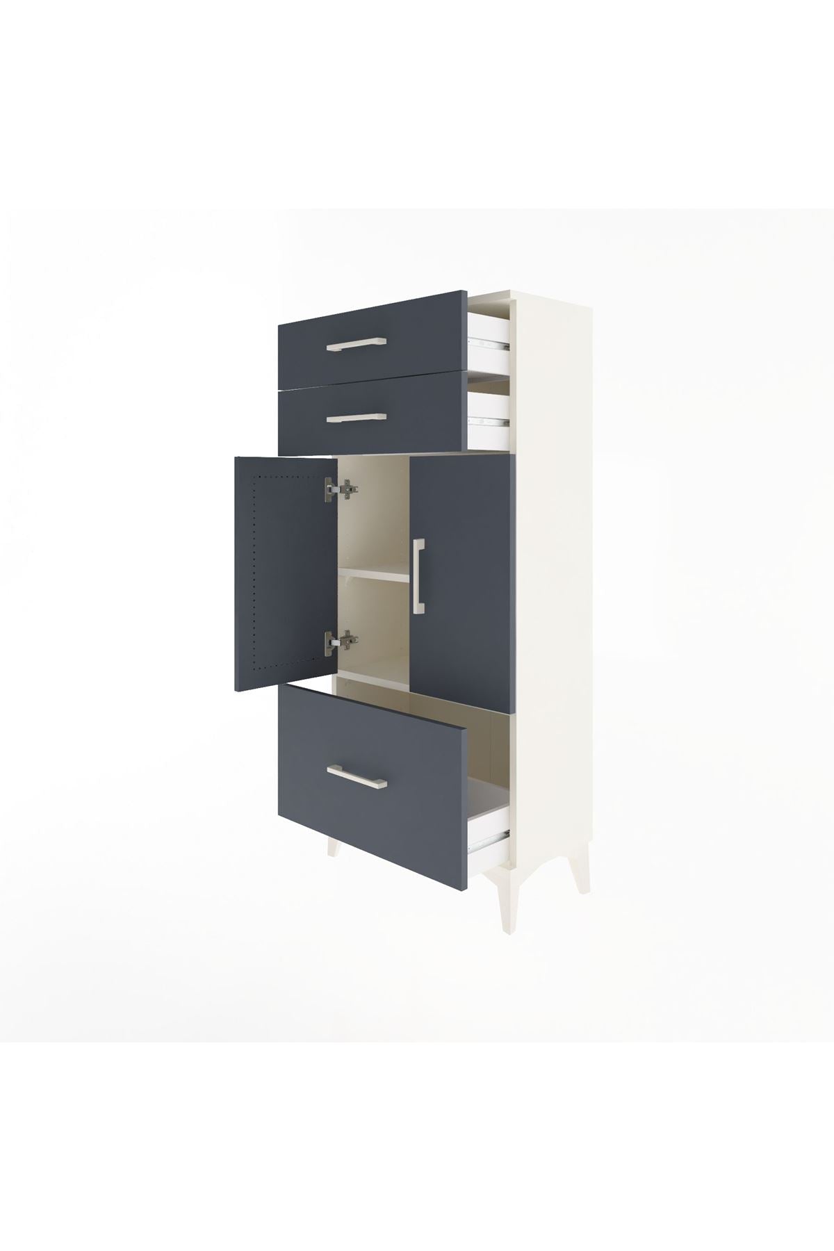 Arges Dolap 2 Raflı 3 Çekmeceli 2 Kapaklı 60x30x134 - S17M074V2A
