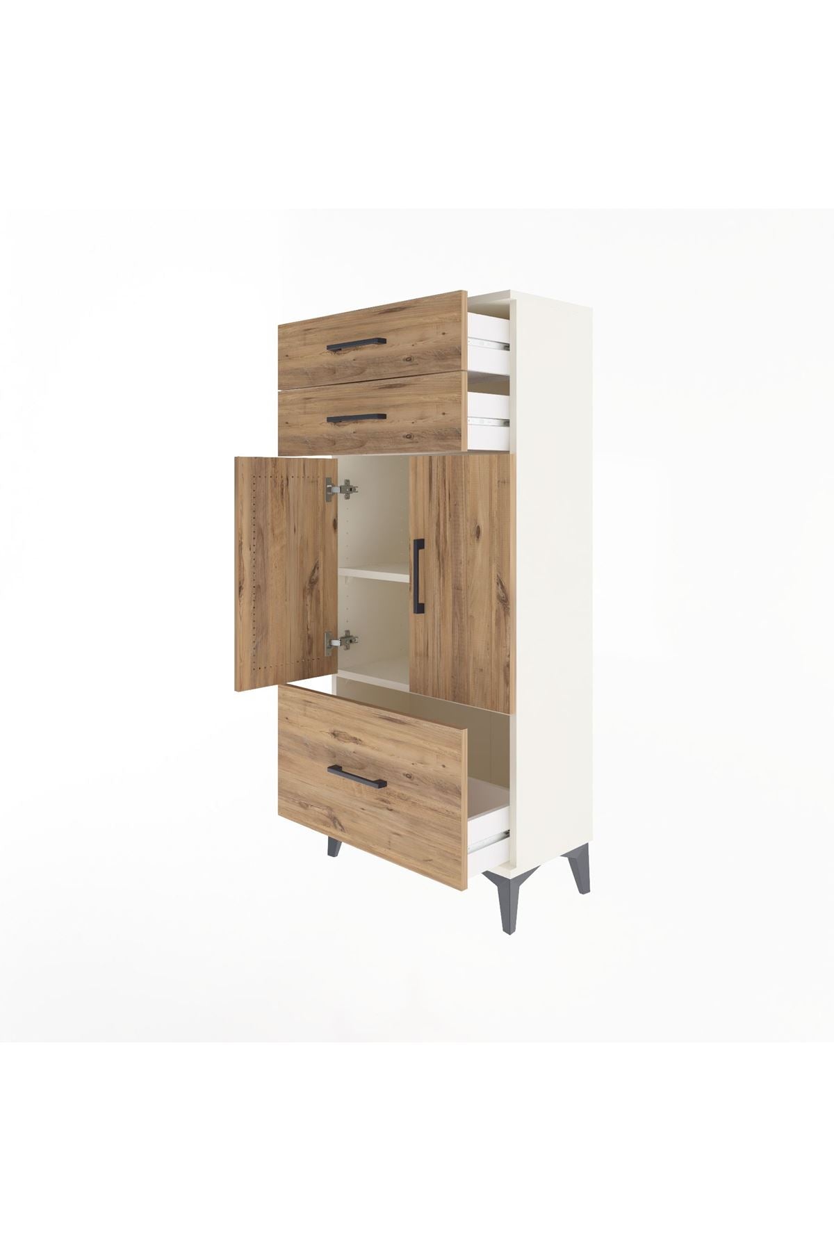 Arges Dolap 2 Raflı 3 Çekmeceli 2 Kapaklı 60x30x134 - S17M074V3A