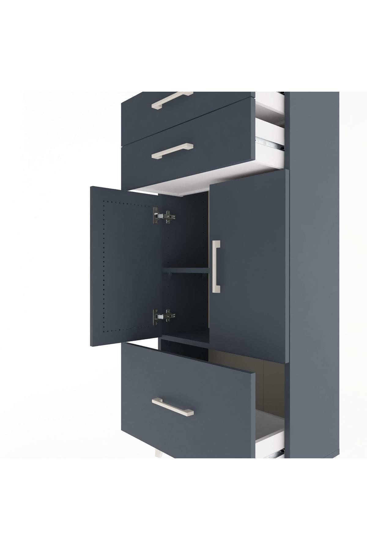 Arges Dolap 2 Raflı 3 Çekmeceli 2 Kapaklı 60x30x134 - S17M074V5A