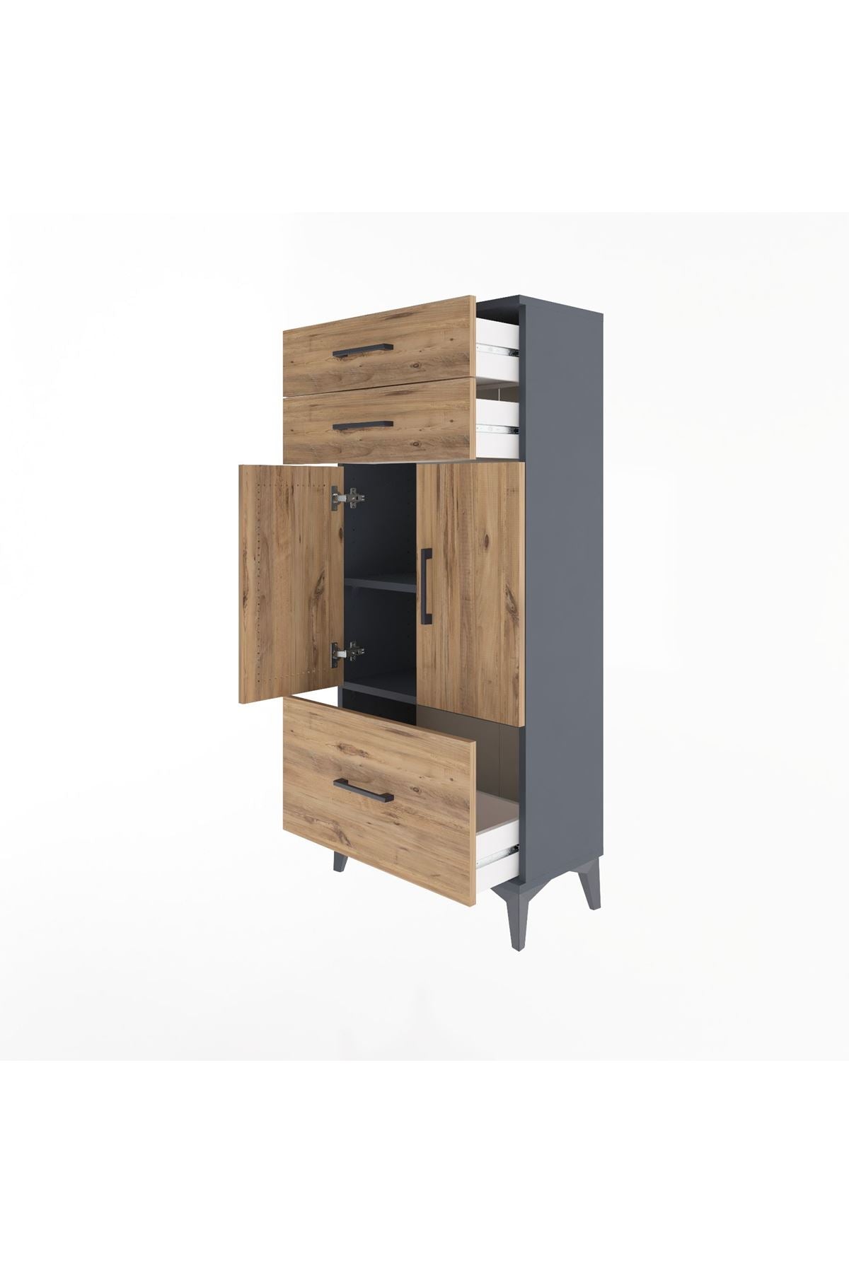 Arges Dolap 2 Raflı 3 Çekmeceli 2 Kapaklı 60x30x134 - S17M074V6A