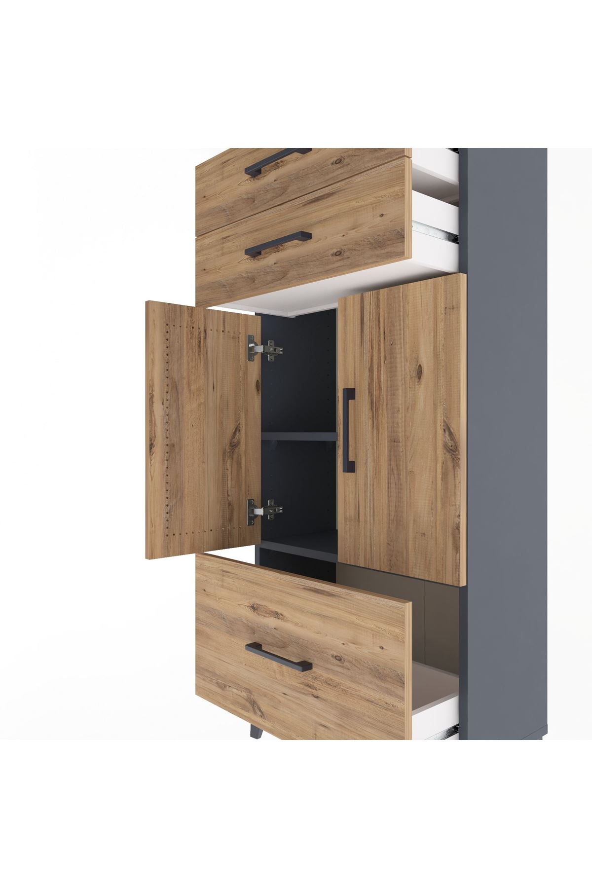 Arges Dolap 2 Raflı 3 Çekmeceli 2 Kapaklı 60x30x134 - S17M074V6A