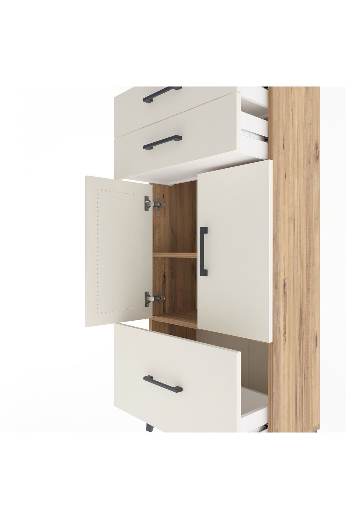 Arges Dolap 2 Raflı 3 Çekmeceli 2 Kapaklı 60x30x134 - S17M074V7A