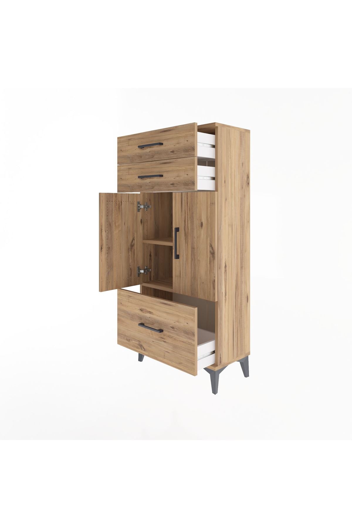 Arges Dolap 2 Raflı 3 Çekmeceli 2 Kapaklı 60x30x134 - S17M074V9A