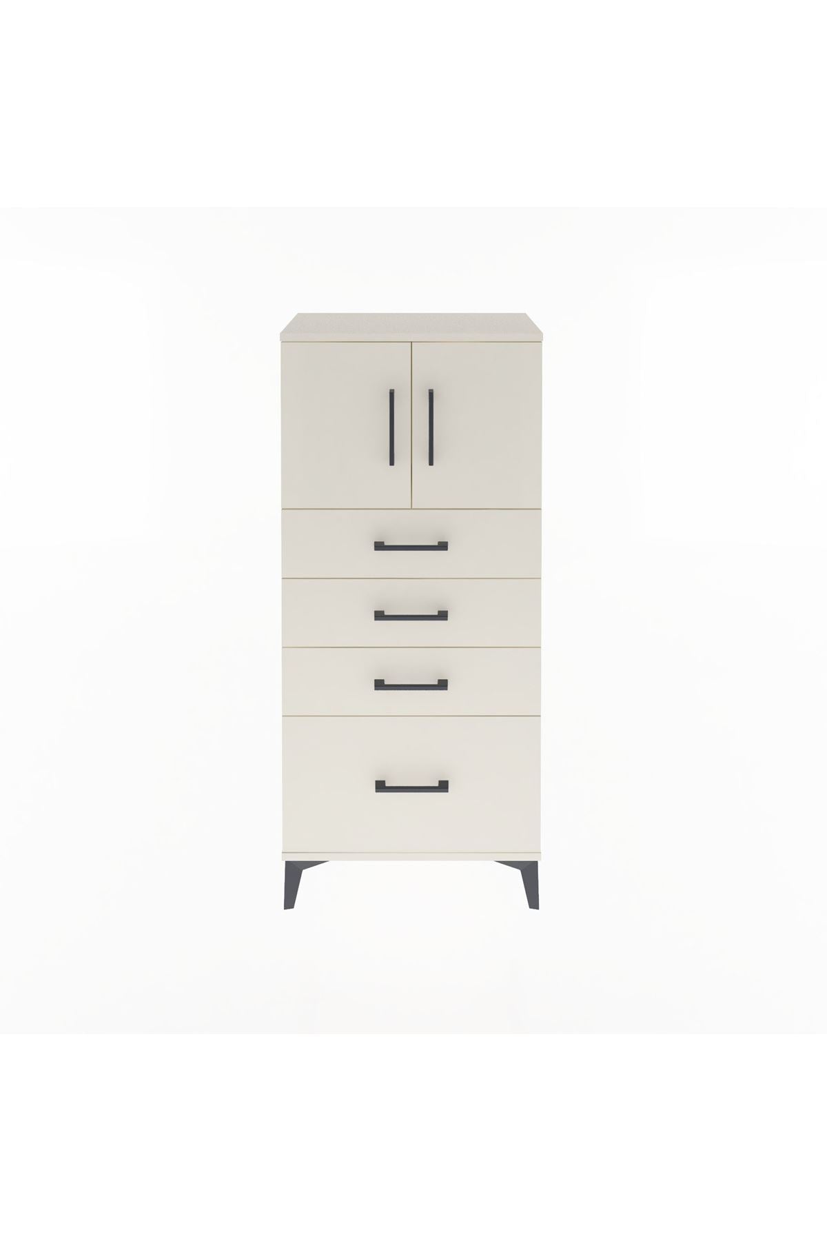 Arges Dolap Tek Raflı 4 Çekmeceli 2 Kapaklı 60x30x134 - S17M075V1A