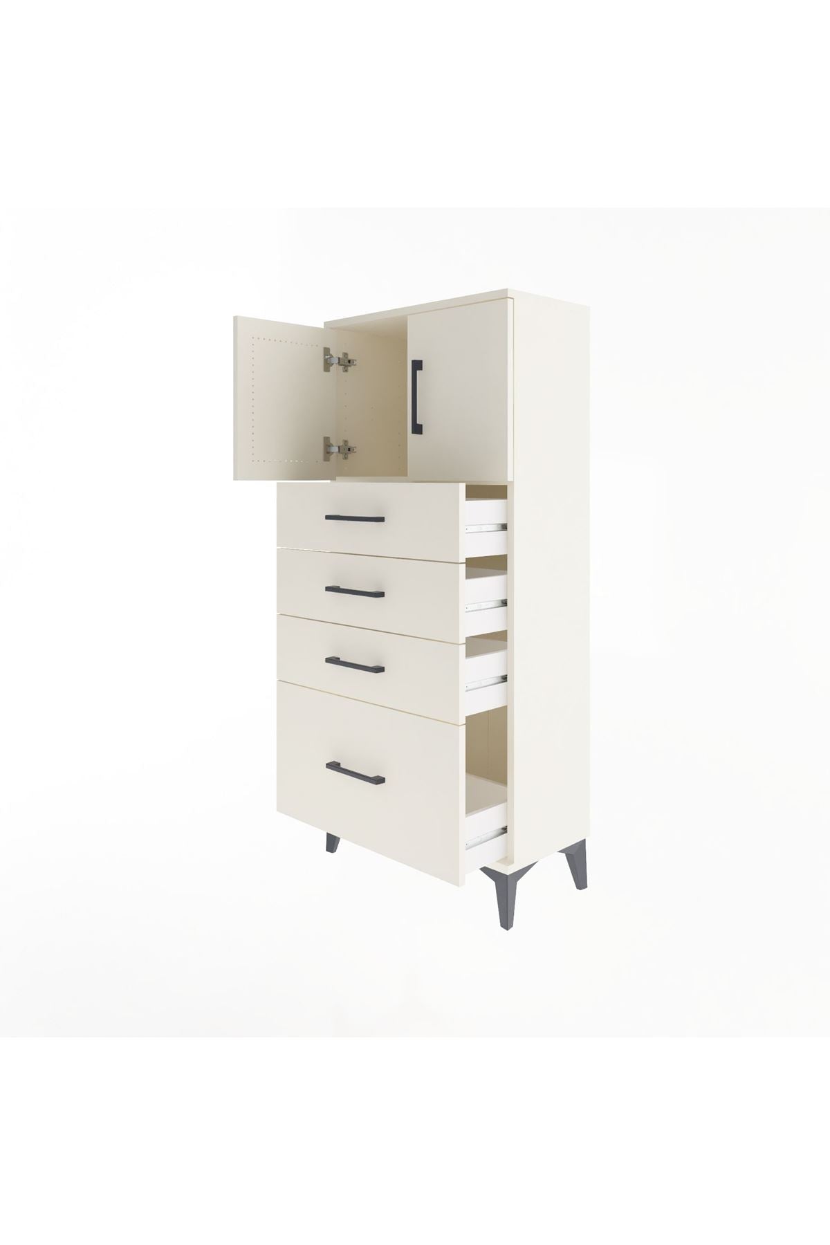 Arges Dolap Tek Raflı 4 Çekmeceli 2 Kapaklı 60x30x134 - S17M075V1A