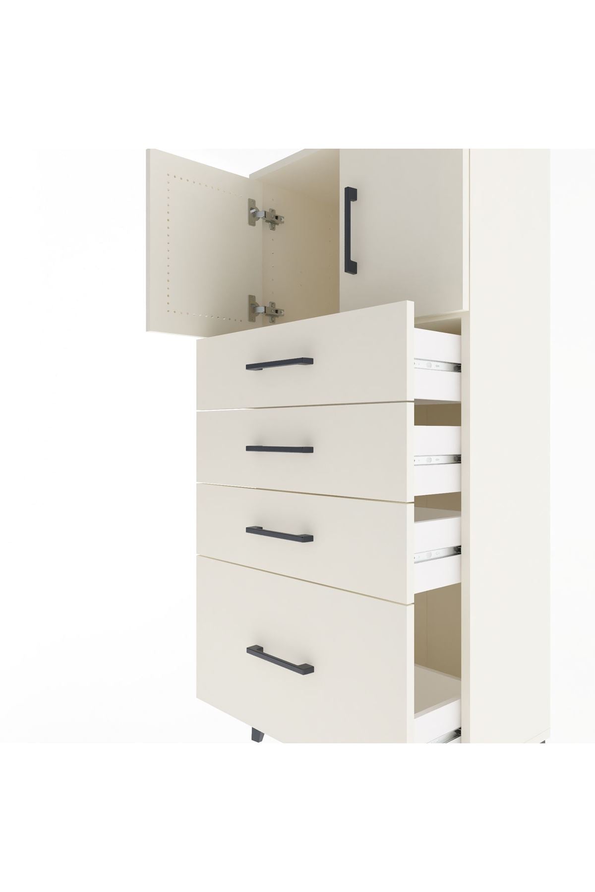Arges Dolap Tek Raflı 4 Çekmeceli 2 Kapaklı 60x30x134 - S17M075V1A