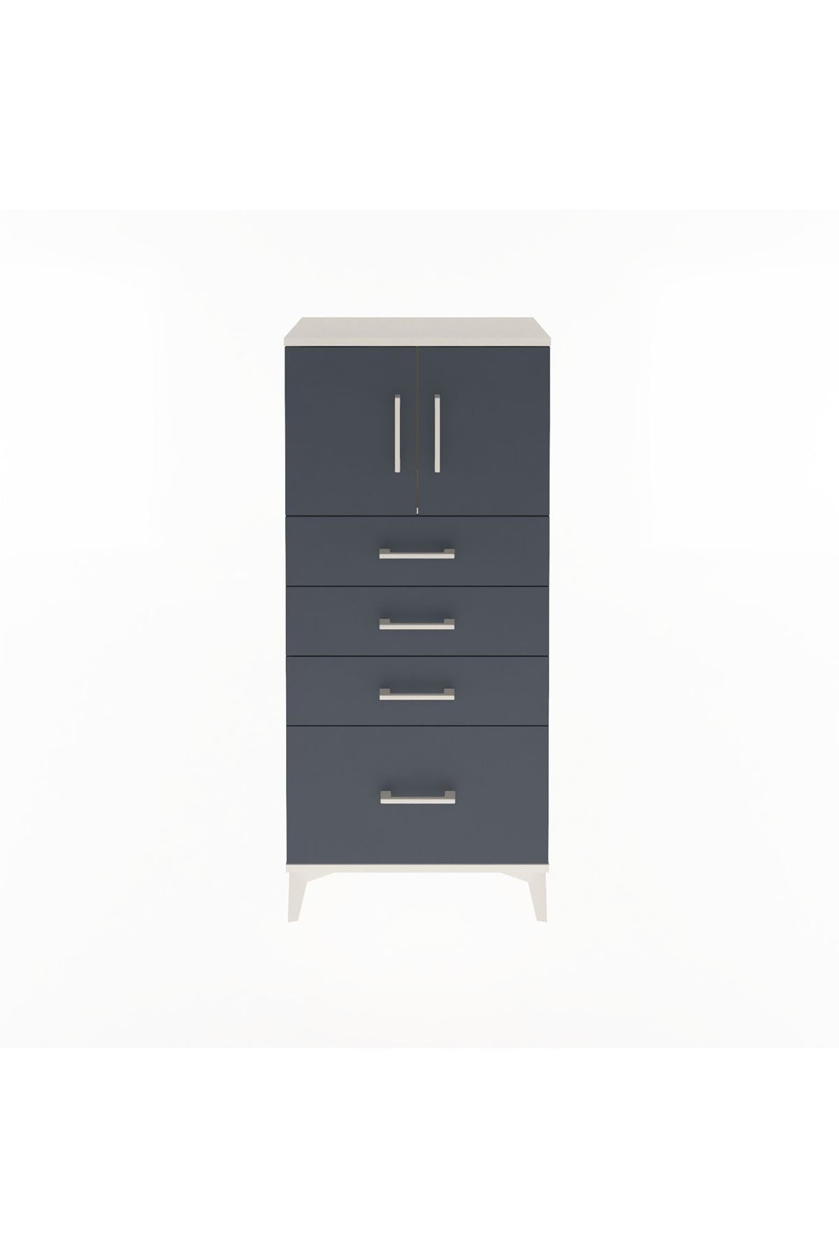 Arges Dolap Tek Raflı 4 Çekmeceli 2 Kapaklı 60x30x134 - S17M075V2A