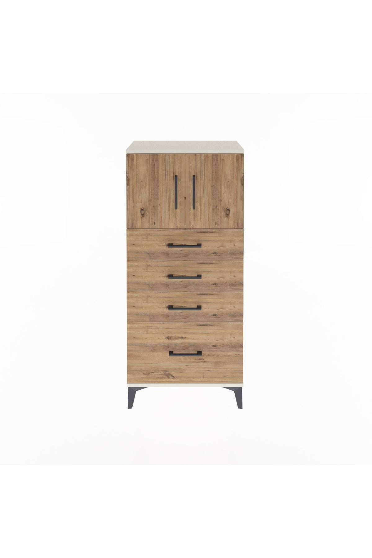 Arges Dolap Tek Raflı 4 Çekmeceli 2 Kapaklı 60x30x134 - S17M075V3A