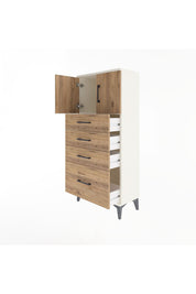 Arges Dolap Tek Raflı 4 Çekmeceli 2 Kapaklı 60x30x134 - S17M075V3A