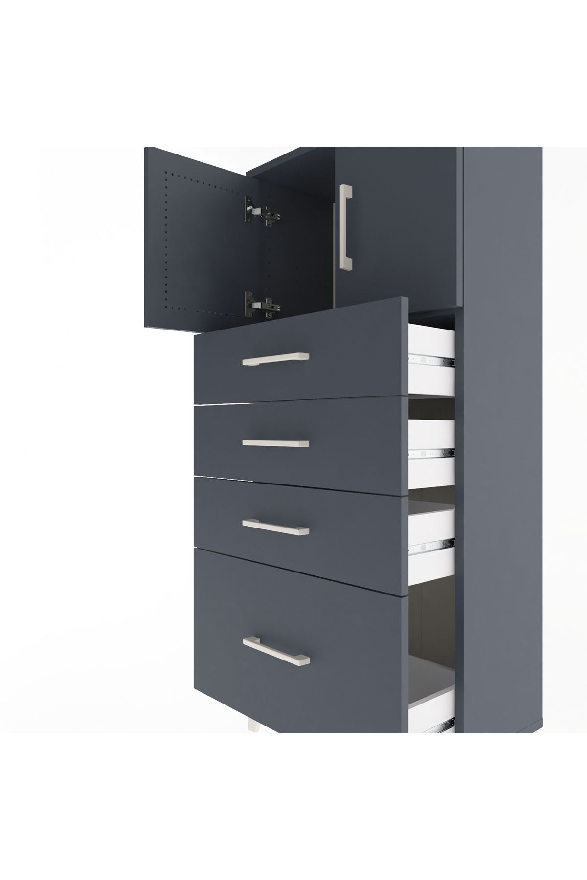 Arges Dolap Tek Raflı 4 Çekmeceli 2 Kapaklı 60x30x134 - S17M075V5A