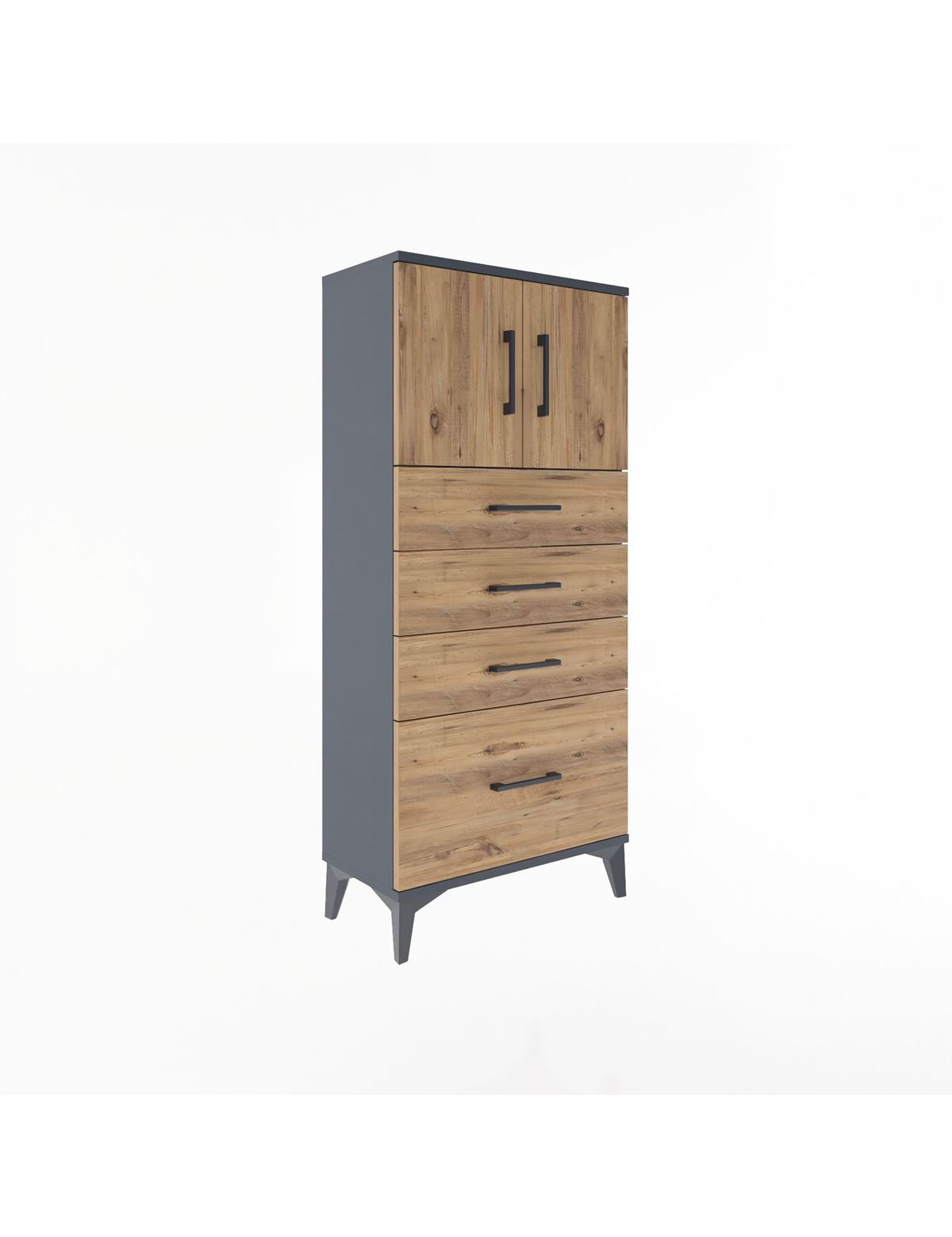 Arges Dolap Tek Raflı 4 Çekmeceli 2 Kapaklı 60x30x134 - S17M075V6A