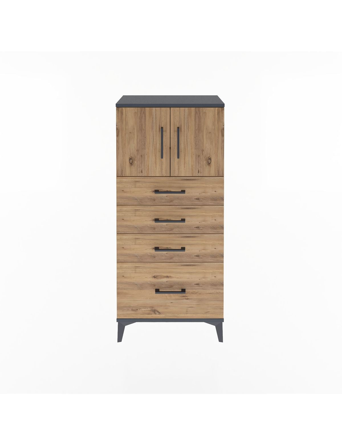 Arges Dolap Tek Raflı 4 Çekmeceli 2 Kapaklı 60x30x134 - S17M075V6A