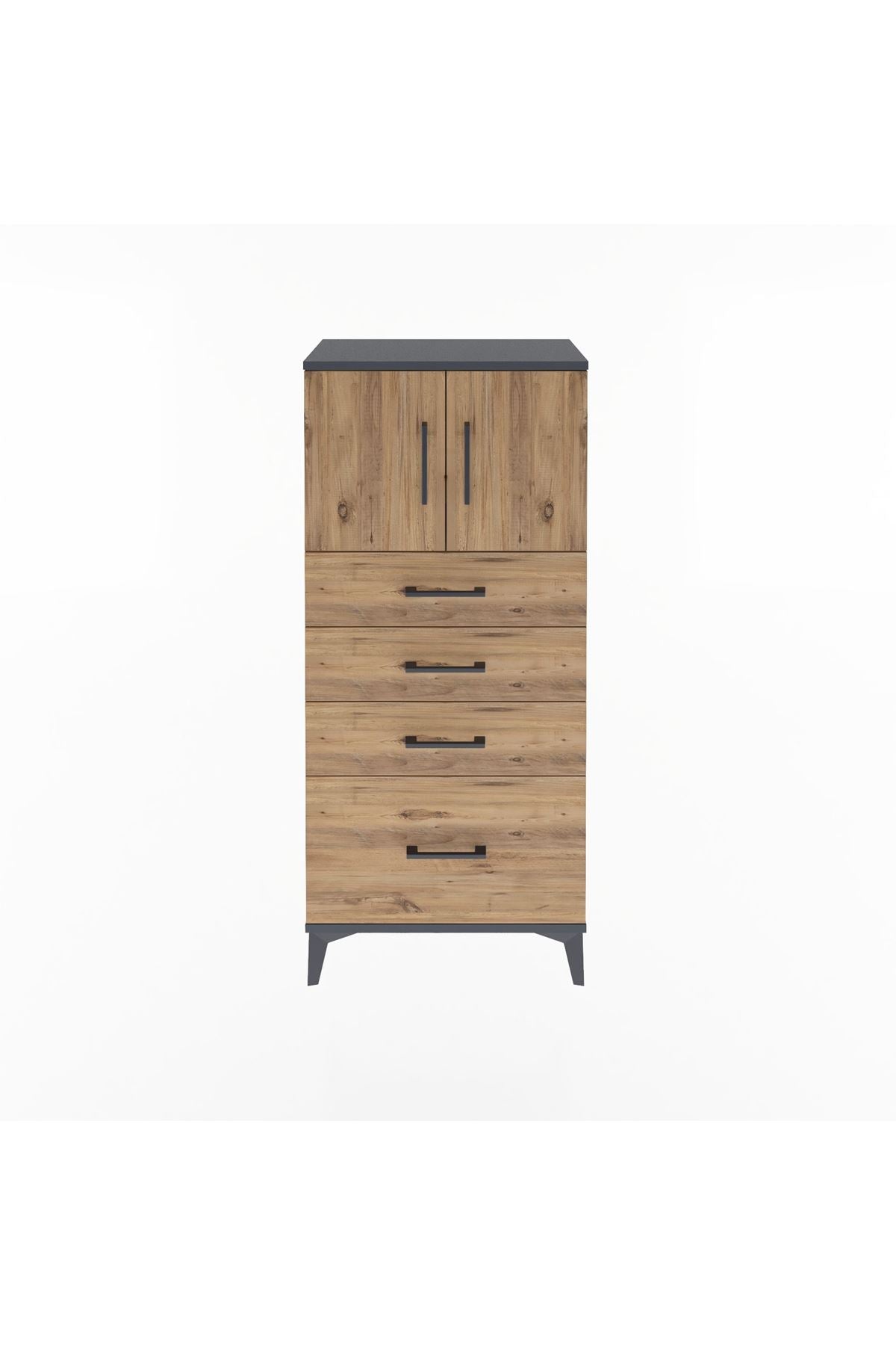 Arges Dolap Tek Raflı 4 Çekmeceli 2 Kapaklı 60x30x134 - S17M075V6A