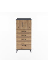 Arges Dolap Tek Raflı 4 Çekmeceli 2 Kapaklı 60x30x134