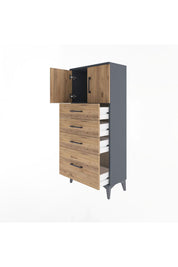 Arges Dolap Tek Raflı 4 Çekmeceli 2 Kapaklı 60x30x134 - S17M075V6A