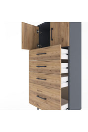 Arges Dolap Tek Raflı 4 Çekmeceli 2 Kapaklı 60x30x134 - S17M075V6A