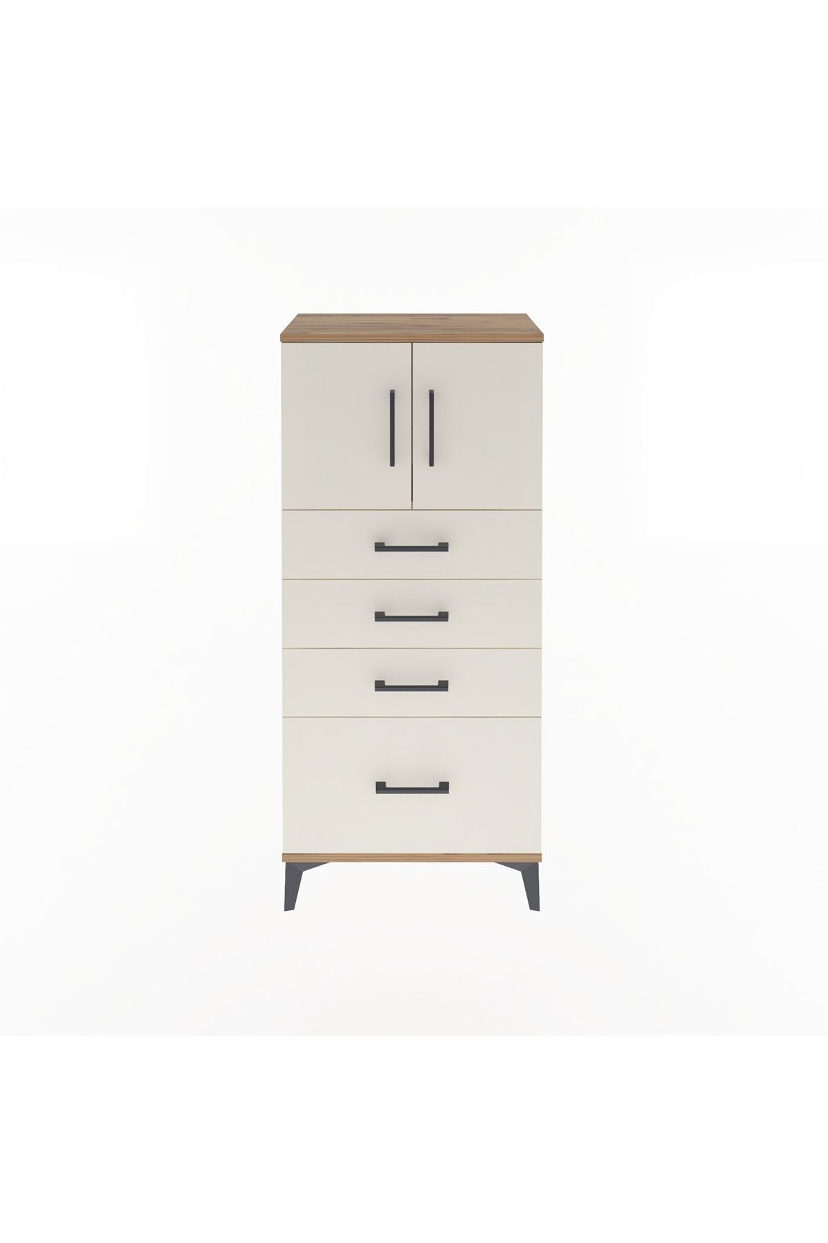 Arges Dolap Tek Raflı 4 Çekmeceli 2 Kapaklı 60x30x134 - S17M075V7A