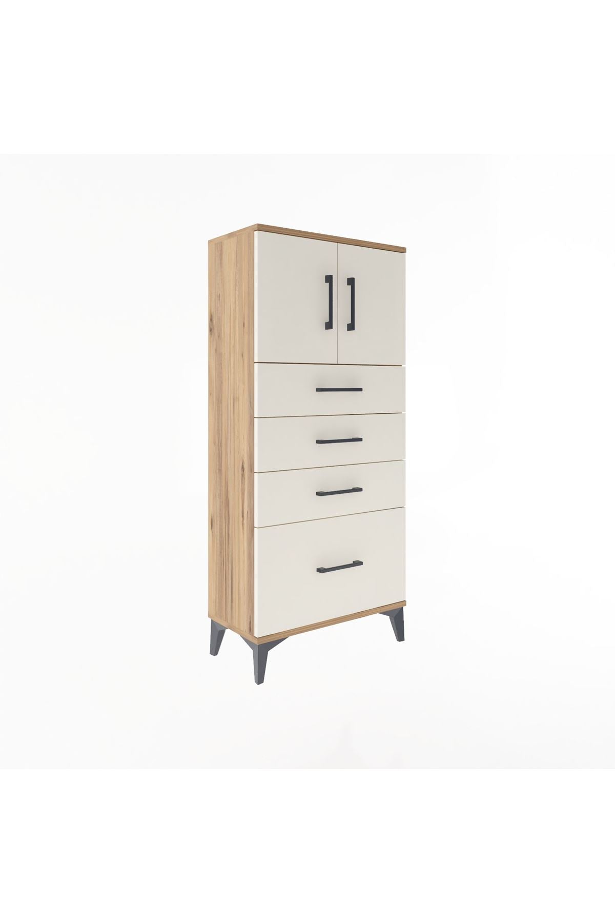 Arges Dolap Tek Raflı 4 Çekmeceli 2 Kapaklı 60x30x134 - S17M075V7A
