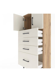 Arges Dolap Tek Raflı 4 Çekmeceli 2 Kapaklı 60x30x134 - S17M075V7A