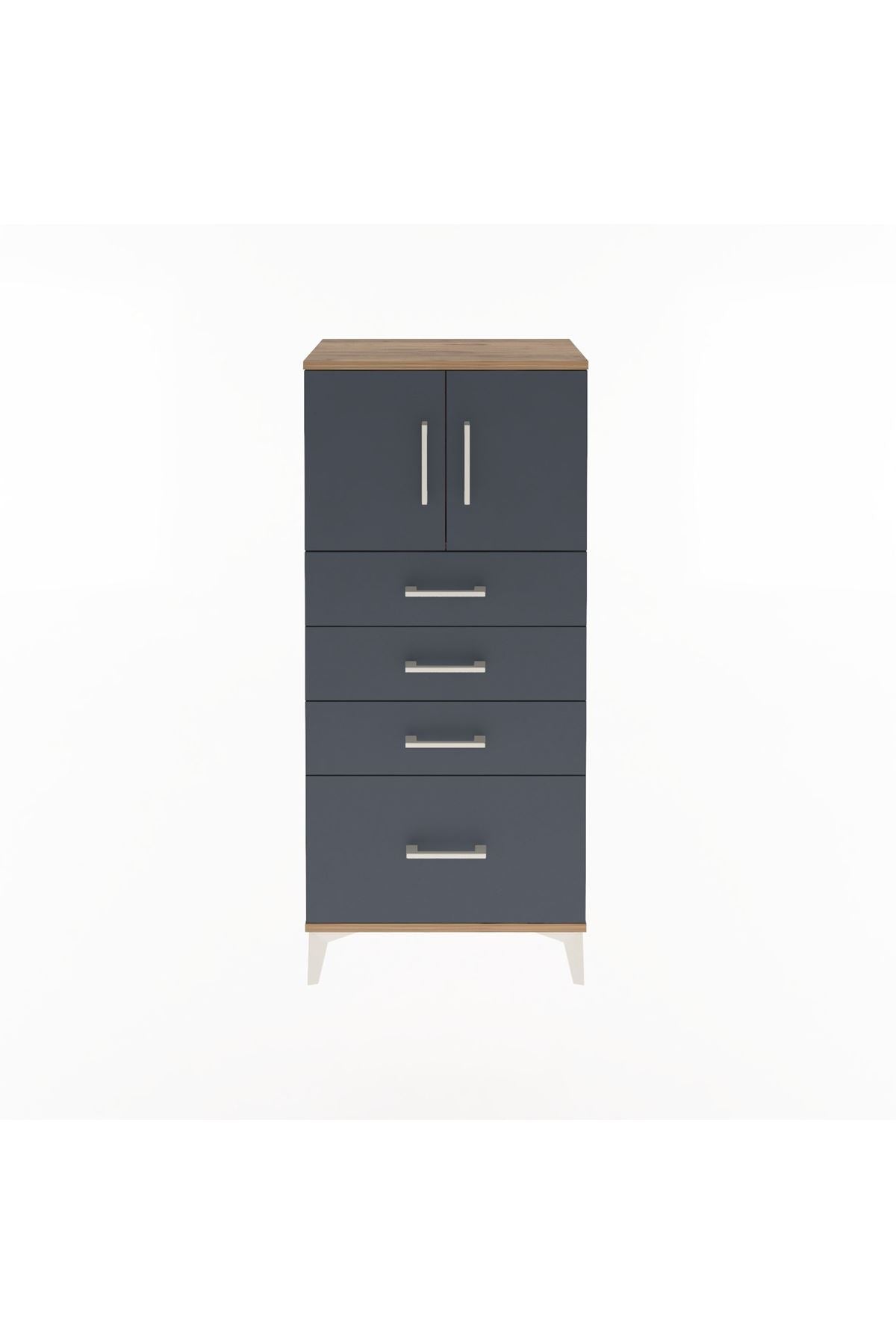 Arges Dolap Tek Raflı 4 Çekmeceli 2 Kapaklı 60x30x134 - S17M075V8A
