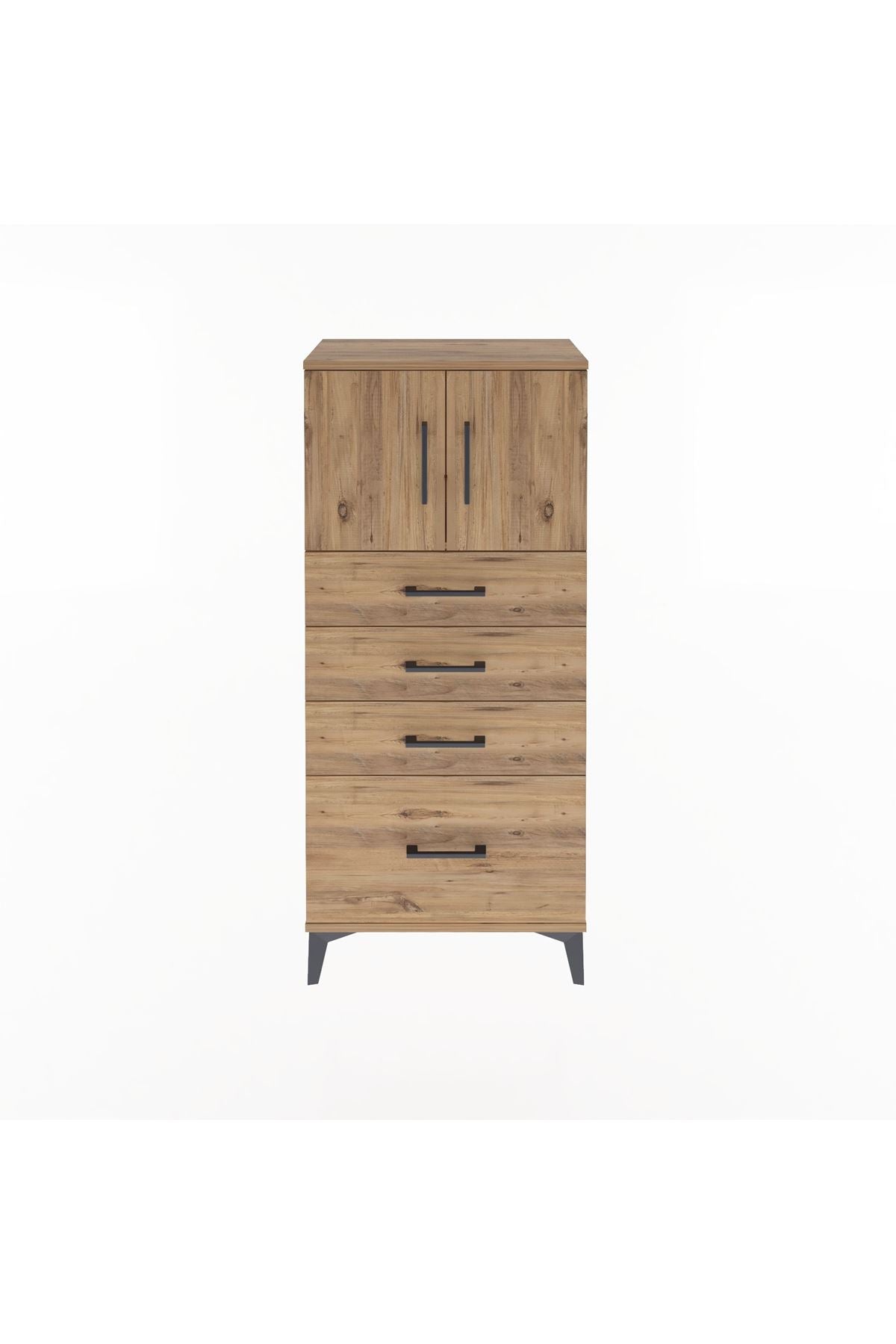Arges Dolap Tek Raflı 4 Çekmeceli 2 Kapaklı 60x30x134 - S17M075V9A