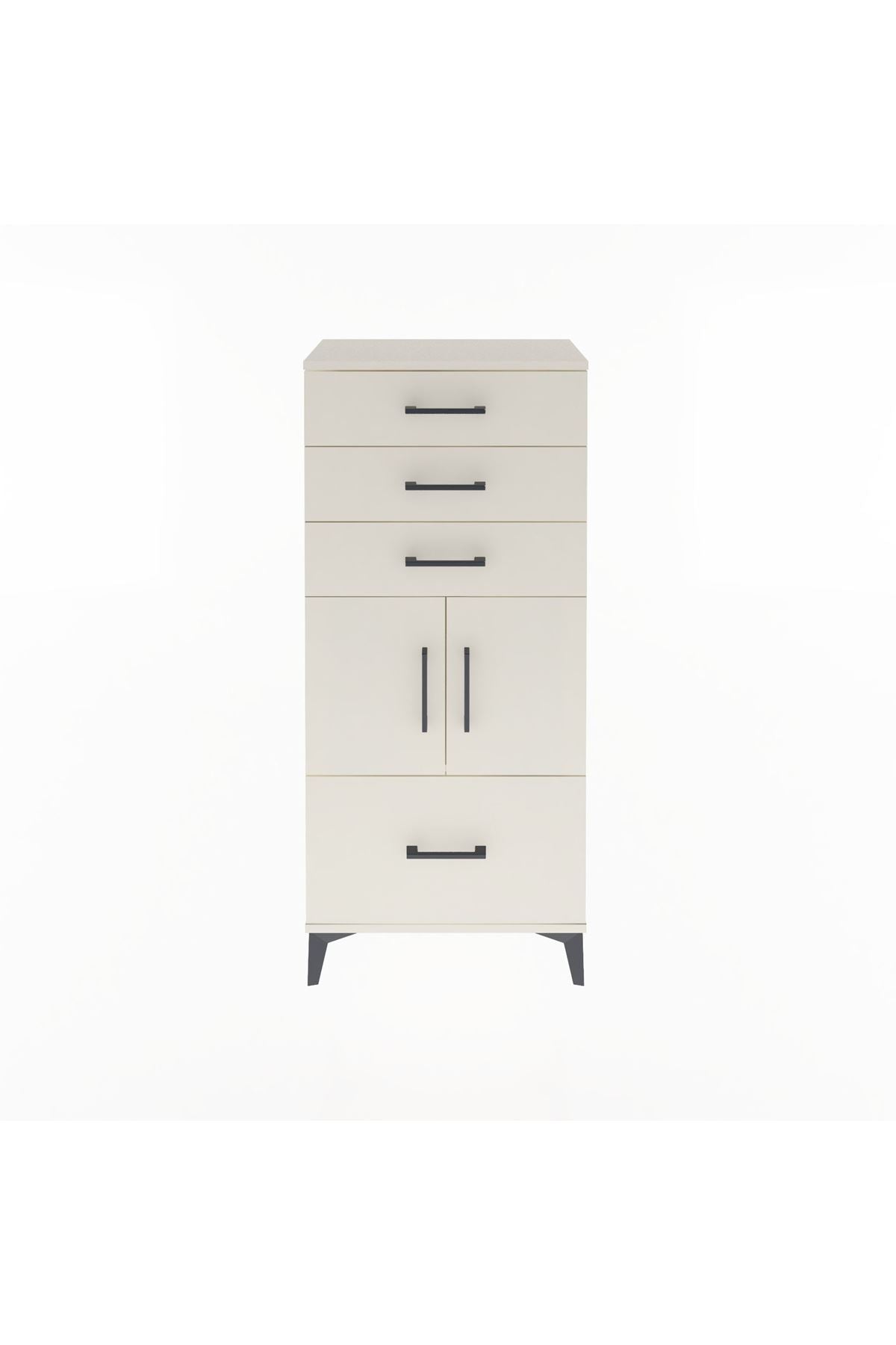 Arges Dolap Tek Raflı 4 Çekmeceli 2 Kapaklı 60x30x134 - S17M076V1A
