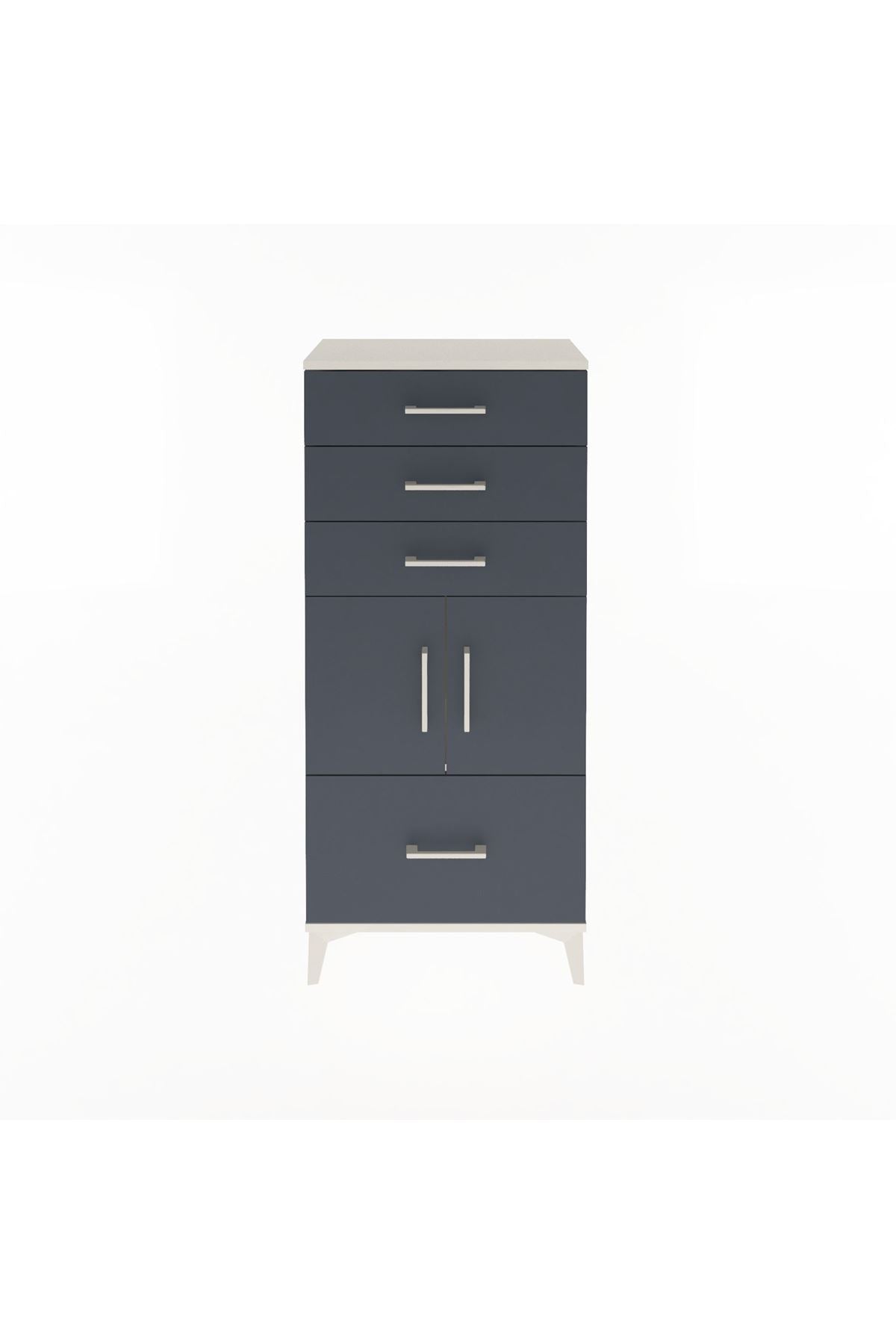 Arges Dolap Tek Raflı 4 Çekmeceli 2 Kapaklı 60x30x134 - S17M076V2A